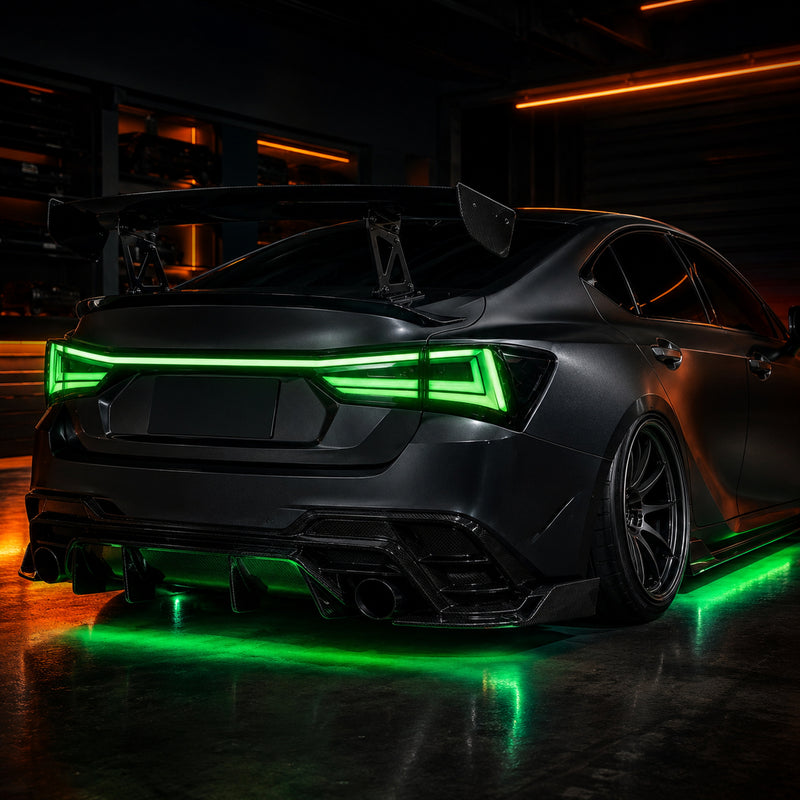 2014-2020 Lexus IS250/IS350/ISF Sequential LED Tail Lights — RGB green garage show - T-IS14-SRGB