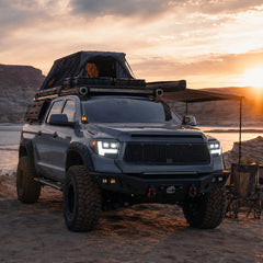 2014-2021 Toyota Tundra LED Dual Projector Headlights — clear lens white drlamber turn signal camping overlanding — H-TUN14