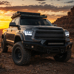 2014-2021 Toyota Tundra LED Dual Projector Headlights — clear lens white drlamber turn signal dusk trail white DRL — H-TUN14