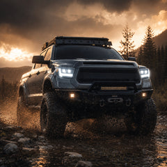 2014-2021 Toyota Tundra LED Dual Projector Headlights — clear lens white drlamber turn signal rain mud off road — H-TUN14