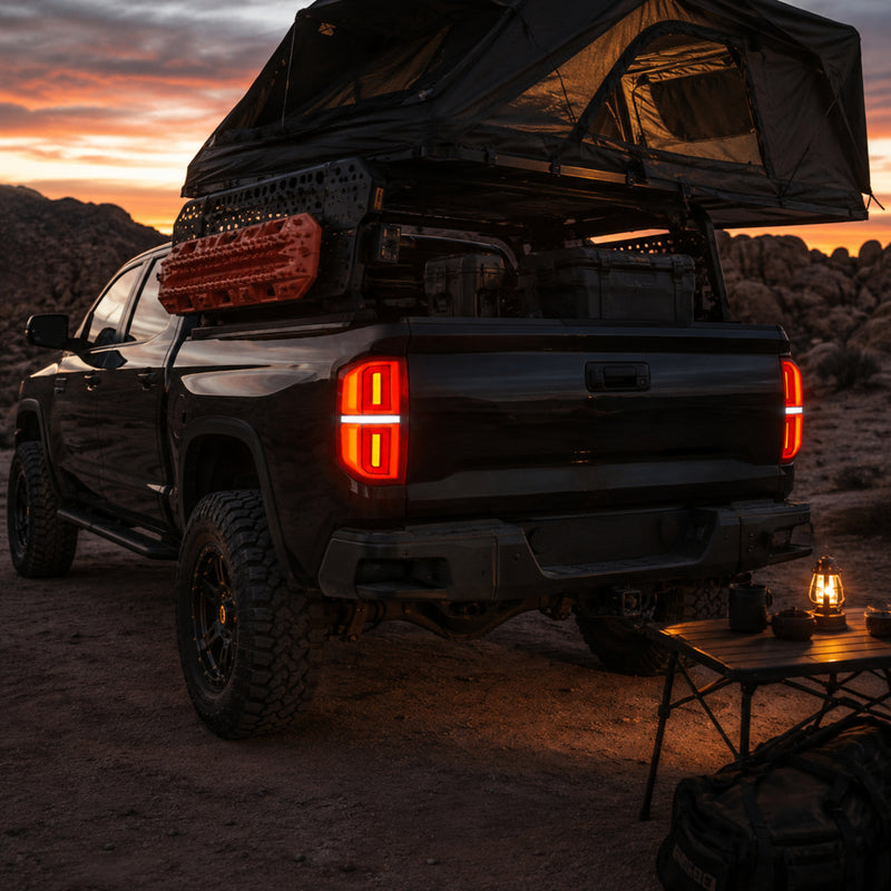 2014-2021 Toyota Tundra Sequential LED Tail Lights — smoke white camping overland — T-TUN14