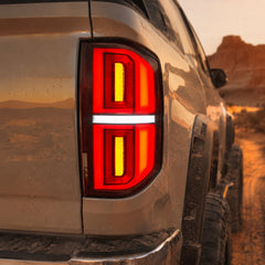 2014-2021 Toyota Tundra Sequential LED Tail Lights — smoke white dusty lens closeup — T-TUN14