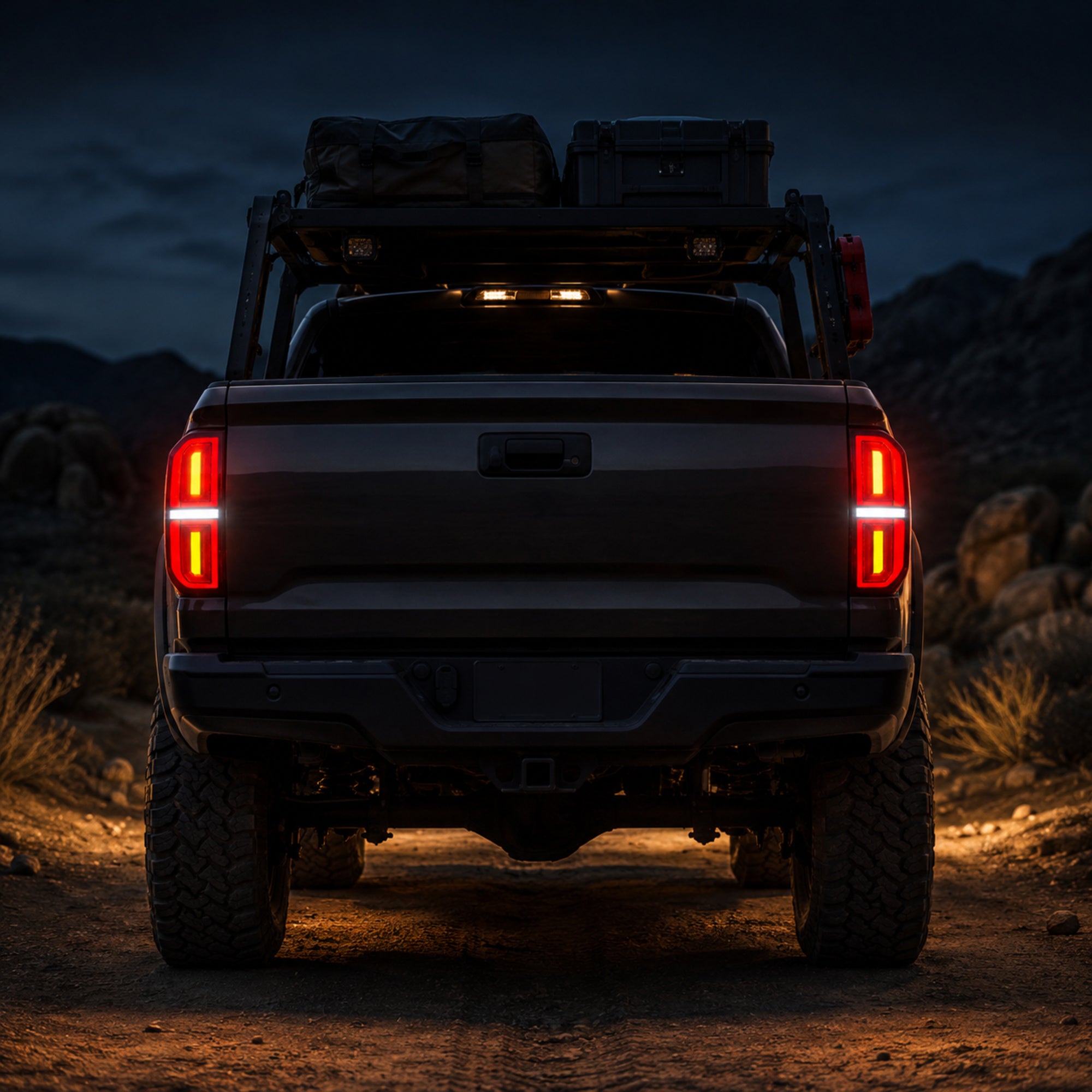 2014-2021 Toyota Tundra Sequential LED Tail Lights — smoke white night rear signature — T-TUN14