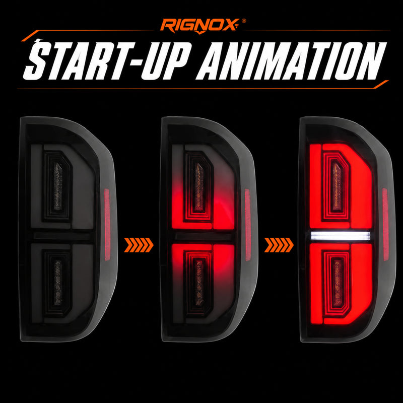2014-2021 Toyota Tundra Sequential LED Tail Lights — smoke white start up animation — T-TUN14