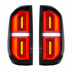 2014-2021 Toyota Tundra Sequential LED Tail Lights — smoke white white background lit — T-TUN14