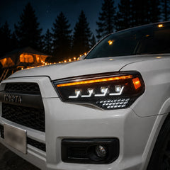 2014-2024 Toyota 4Runner LED Projector Headlights Assembly — camp night close-up — H-4RN14-4P