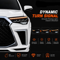 2014-2024 Toyota 4Runner LED Projector Headlights Assembly — dynamic turn signal — H-4RN14-4P