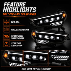 2014-2024 Toyota 4Runner LED Projector Headlights Assembly — feature highlights — H-4RN14-4P