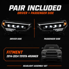 2014-2024 Toyota 4Runner LED Projector Headlights Assembly — package included — H-4RN14-4P