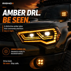2014-2024 Toyota 4Runner LED Dual Projector Headlights — amber DRL detail — H-4RN14