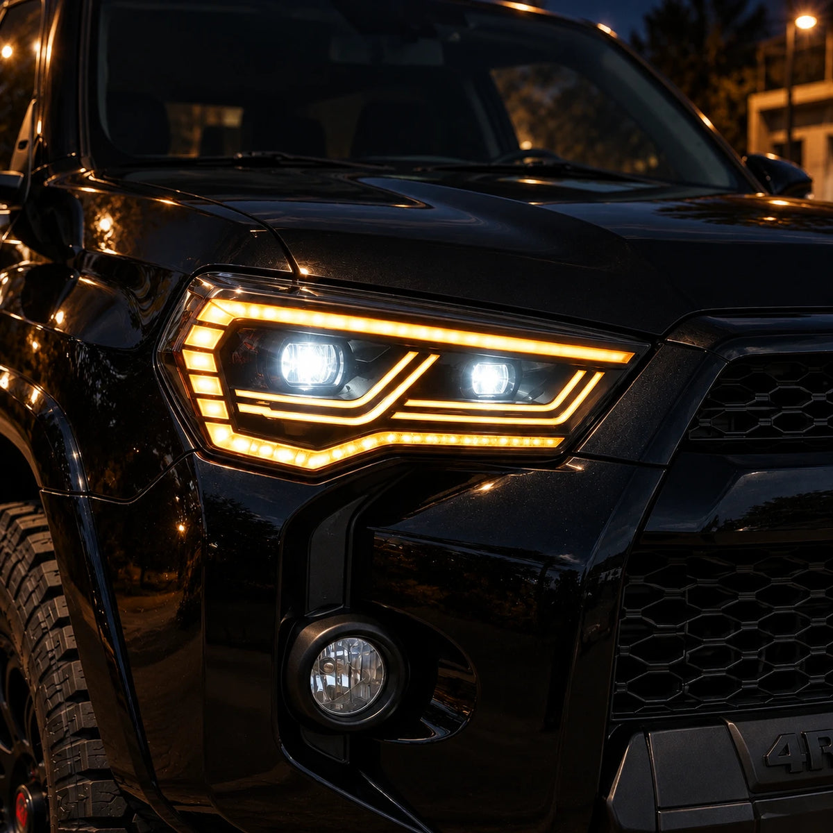  2014-2024 Toyota 4Runner LED Dual Projector Headlights — city street parking — H-4RN14