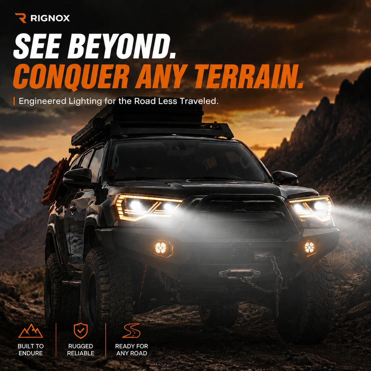 2014-2024 Toyota 4Runner LED Dual Projector Headlights — conquer terrain — H-4RN14