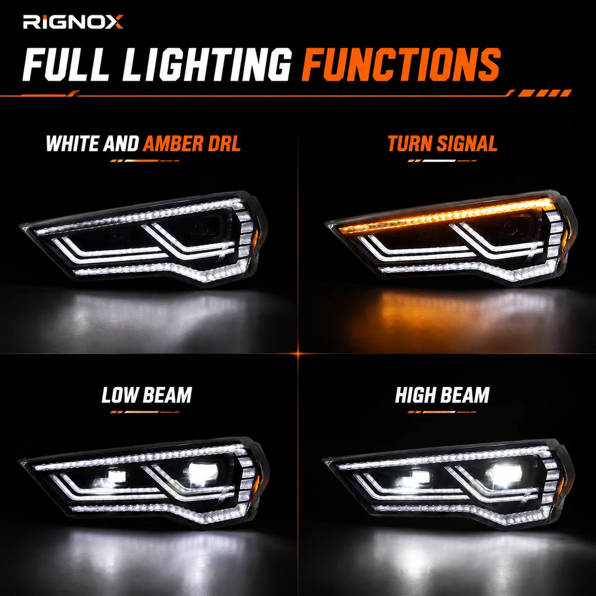 2014-2024 Toyota 4Runner LED Dual Projector Headlights — functions — H-4RN14