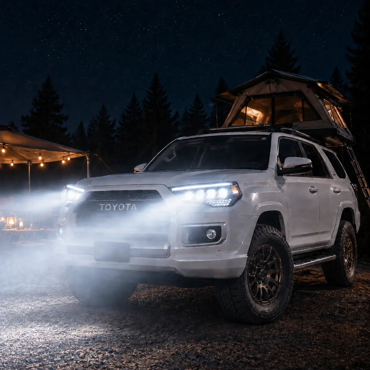 2014-2024 Toyota 4Runner LED Quad Projector Headlights Assembly — nighttime lighting performance — H-4RN14-4P
