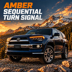 2014-2024 Toyota 4Runner LED Quad Projector Headlights Assembly — amber sequential turn signal — H-4RN14-4P
