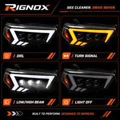 2014-2024 Toyota 4Runner LED Dual Projector Headlights — lighting functions — H-4RN14-3P