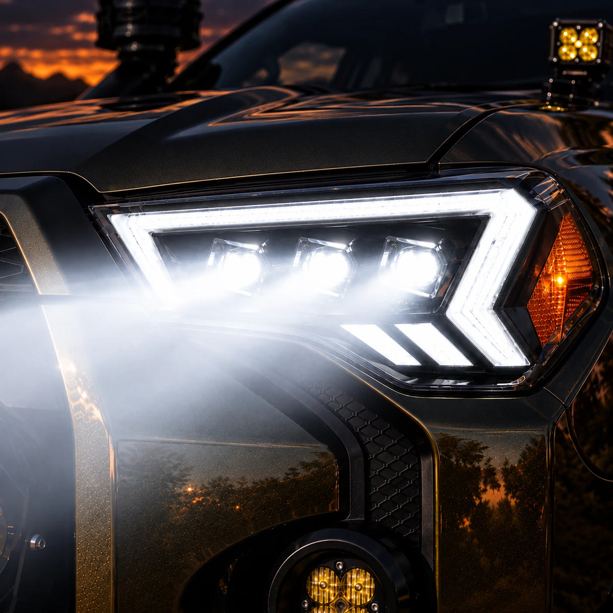 2014-2024 Toyota 4Runner LED Dual Projector Headlights — close-up show — H-4RN14-3P