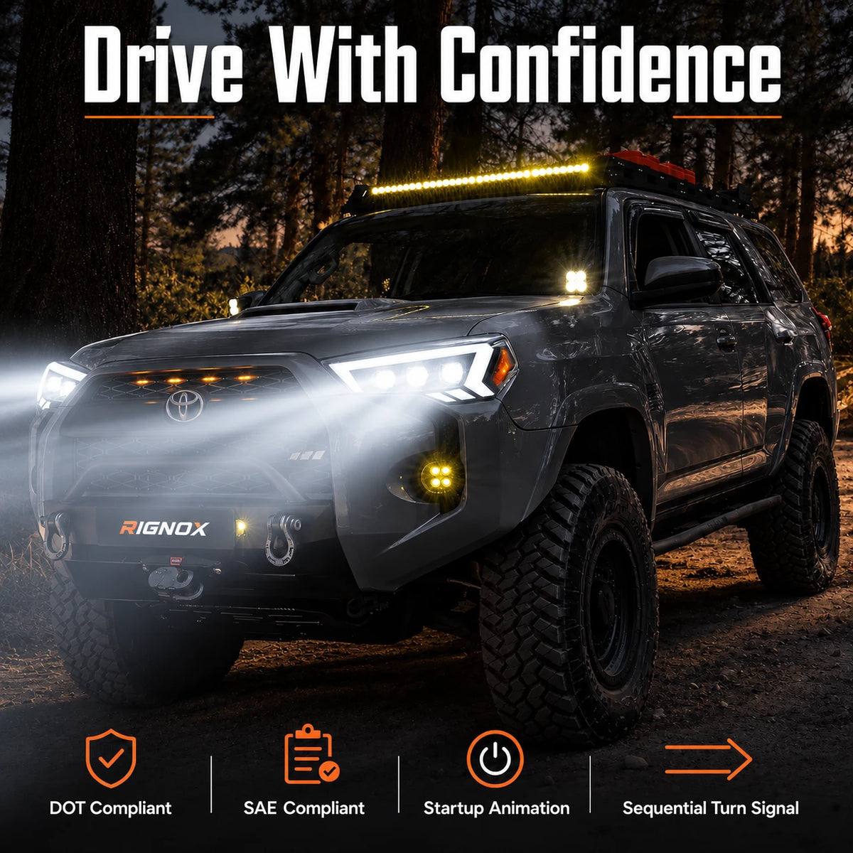 2014-2024 Toyota 4Runner LED Dual Projector Headlights — drive with confidence — H-4RN14-3P