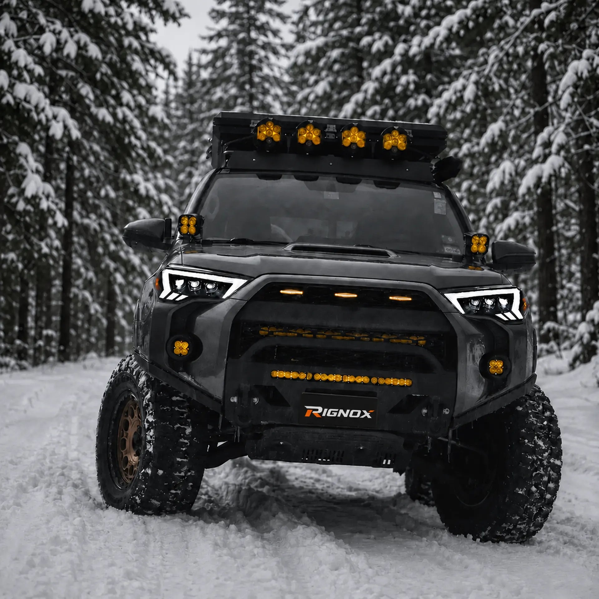 2014-2024 Toyota 4Runner LED Dual Projector Headlights — driving in snow  — H-4RN14-3P