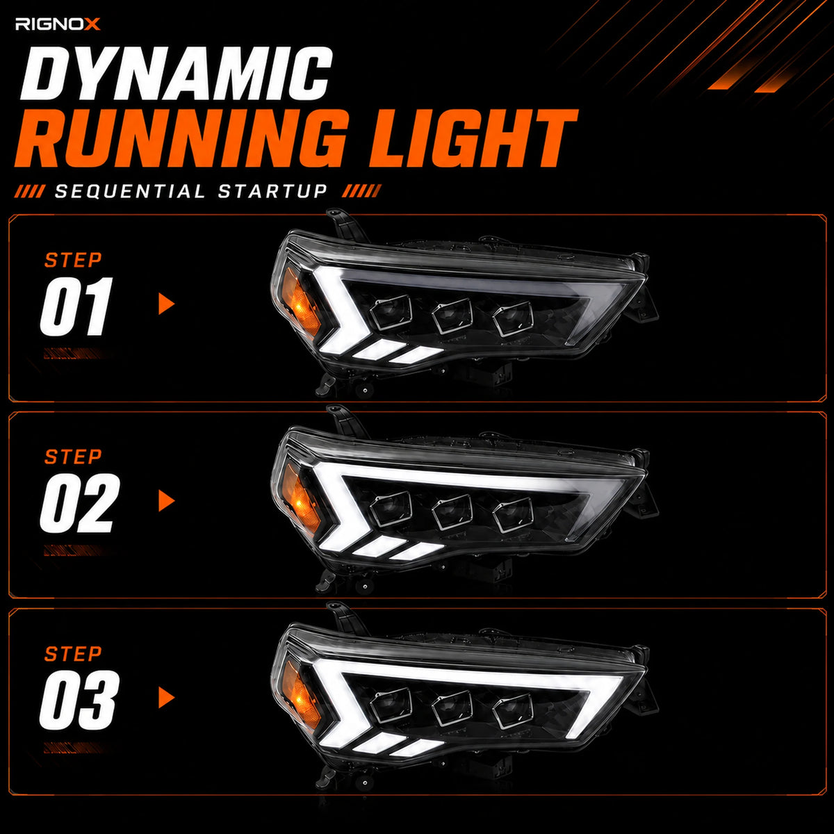 2014-2024 Toyota 4Runner LED Dual Projector Headlights — dynamic startup animation — H-4RN14-3P