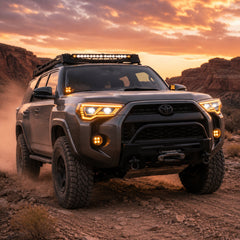 2014-2024 Toyota 4Runner LED Dual Projector Headlights — clear lens sequential installed amber DRL — H-4RN14
