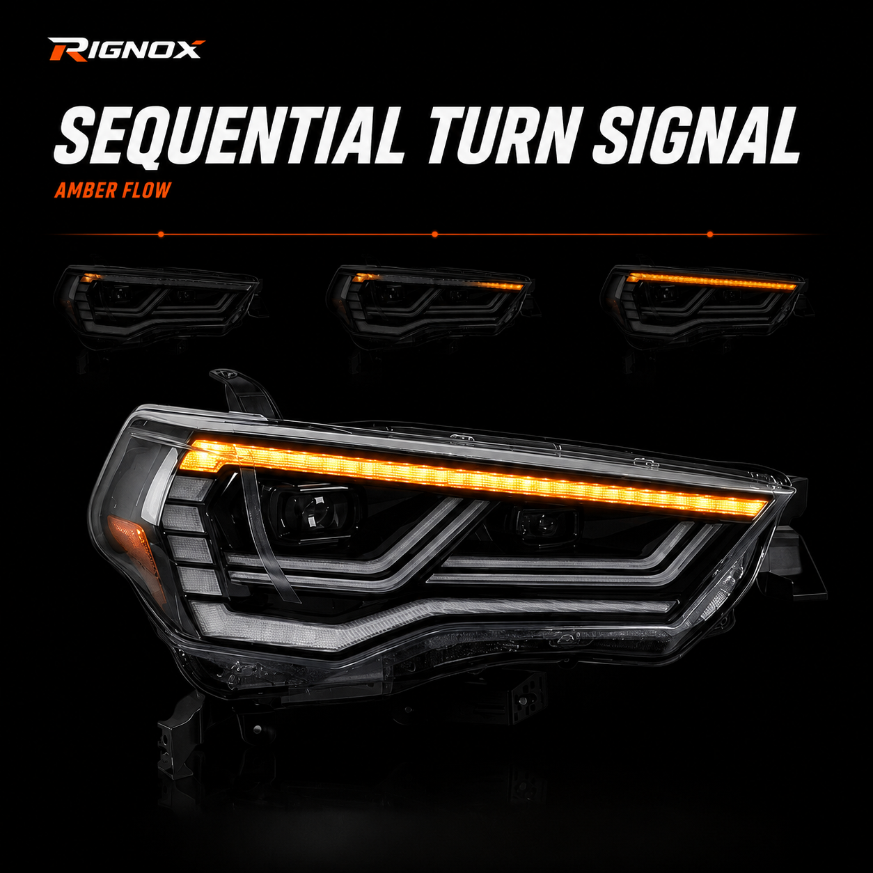 2014-2024 Toyota 4Runner LED Dual Projector Headlights — clear LED projector sequential turn signal minimal — H-4RN14