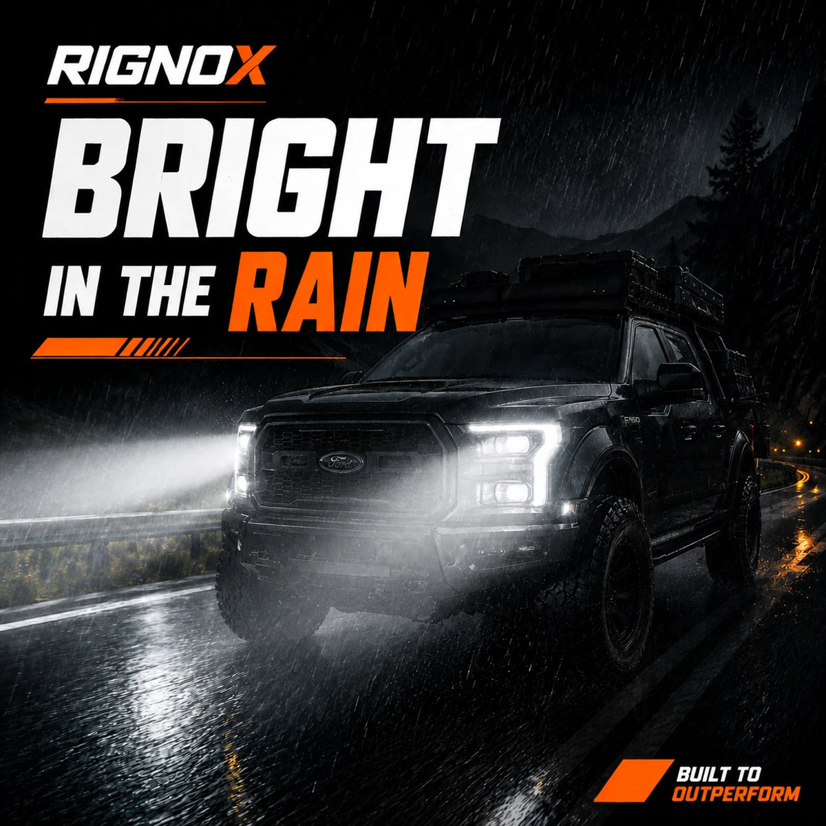 2015-2017 Ford F-150 LED Dual Projector Headlights — confidence in rain — H-F150-15