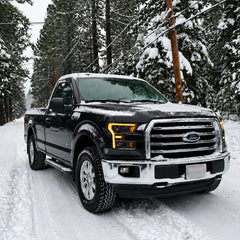 2015-2017 Ford F-150 LED Dual Projector Headlights — driving in snow — H-F150-15