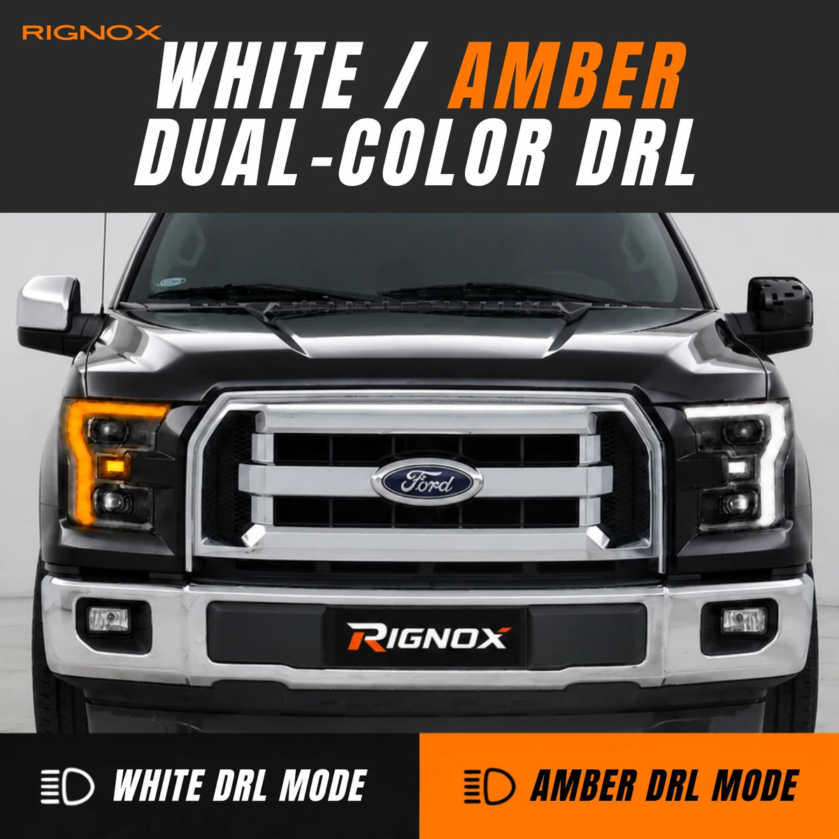 2015-2017 Ford F-150 LED Dual Projector Headlights — dual-color DRL 2 — H-F150-15
