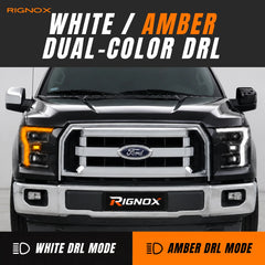2015-2017 Ford F-150 LED Dual Projector Headlights — dual-color DRL 2 — H-F150-15