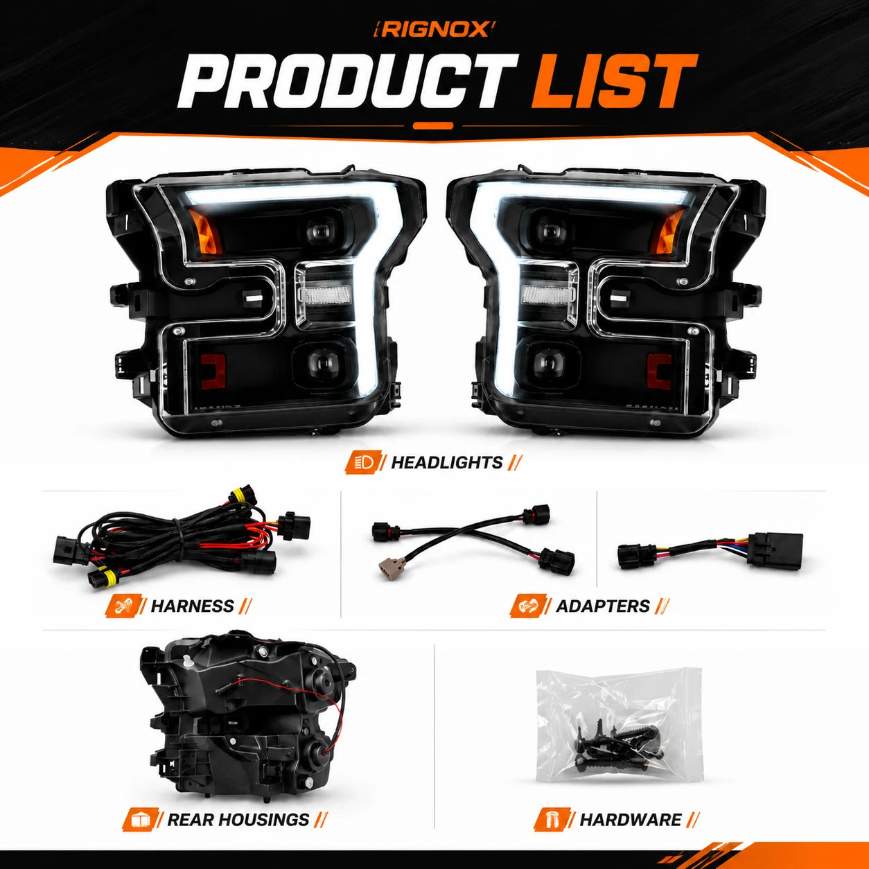 2015-2017 Ford F-150 LED Dual Projector Headlights — product list — H-F150-15
