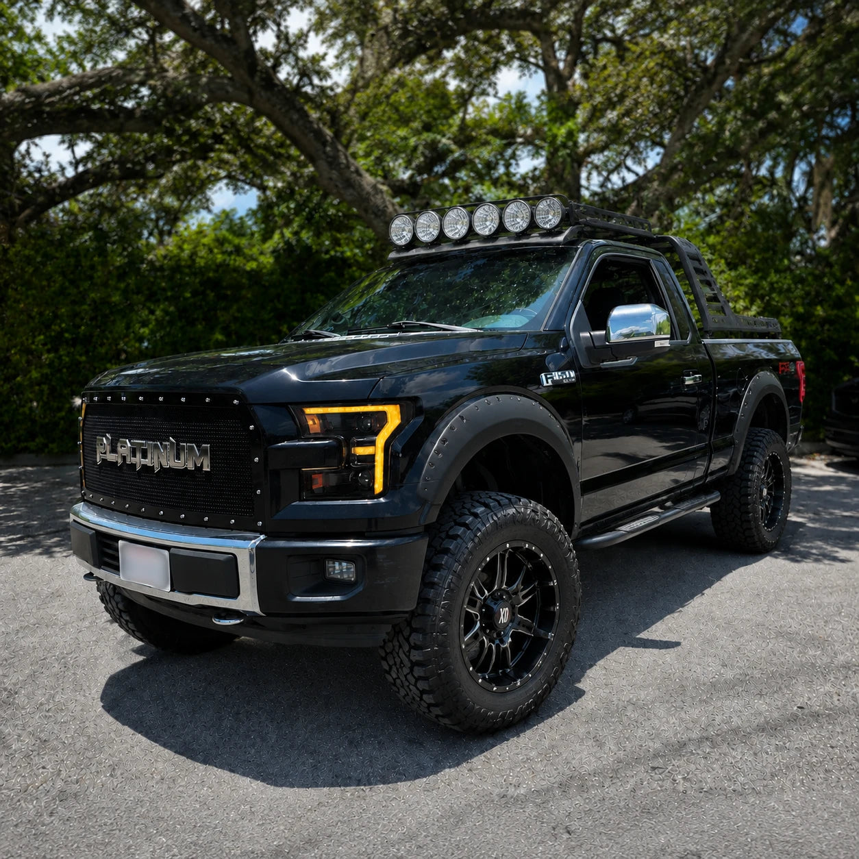 2015-2017 Ford F-150 LED Dual Projector Headlights — parking light on — H-F150-15