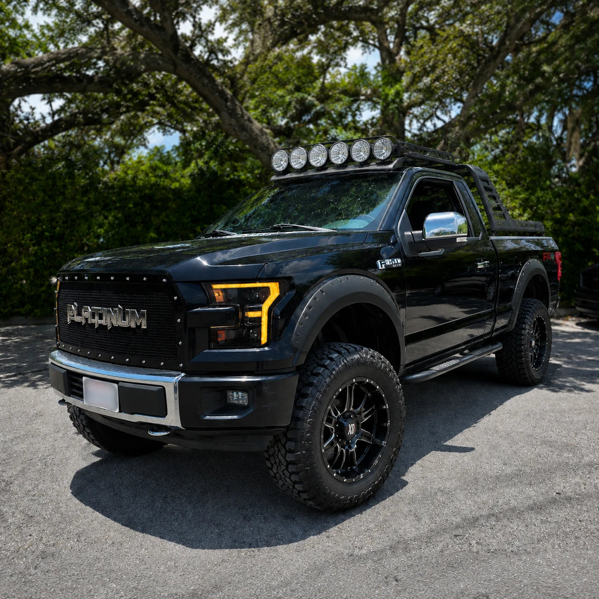 2015-2017 Ford F-150 LED Dual Projector Headlights — parking light on — H-F150-15