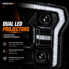 2015-2017 Ford F-150 LED Dual Projector Headlights — projectors close-up — H-F150-15