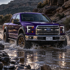 2015-2017 Ford F-150 & 2017-2020 Raptor (13th Gen) LED Projector Headlights Assembly — Pair (Quad Projector) — Off-road water crossing — H-F150-15-Q