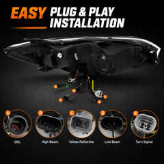 2015-2017 Toyota Camry LED Triple Projector Headlights Assembly — plug and play — H-CAM15-A