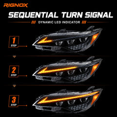 2015-2017 Toyota Camry LED Triple Projector Headlights Assembly — sequential turn signal — H-CAM15-A