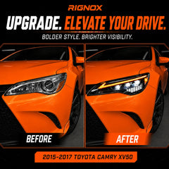 2015-2017 Toyota Camry LED Triple Projector Headlights Assembly — upgrade comparison — H-CAM15-A
