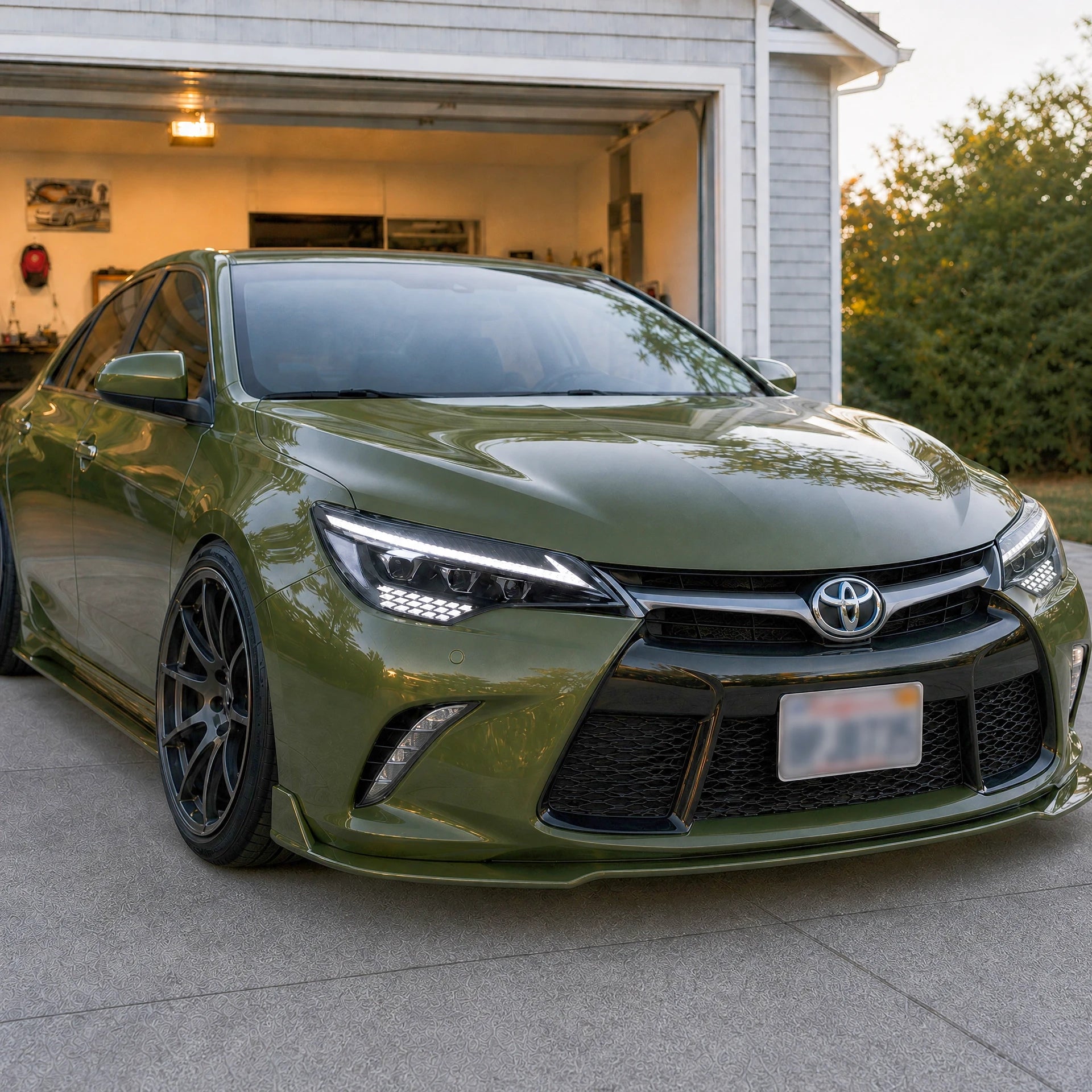 2015-2017 Toyota Camry LED Triple Projector Headlights Assembly — house front look — H-CAM15-CW