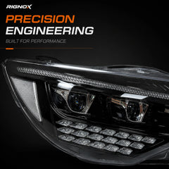 2015-2017 Toyota Camry LED Triple Projector Headlights Assembly — light off projector close-up — H-CAM15-CW