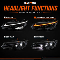 2015-2017 Toyota Camry LED Triple Projector Headlights Assembly — lighting functions — H-CAM15-CW
