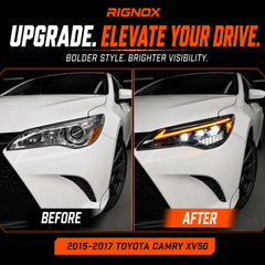 2015-2017 Toyota Camry LED Triple Projector Headlights Assembly — upgrade comparison — H-CAM15-CW