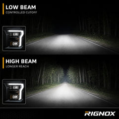 2015-2017 Ford F-150 LED Dual Projector Headlights — clear white ledprojector low high beam12 — H-F150-15