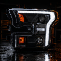 2015-2017 Ford F-150 LED Dual Projector Headlights — clear white ledprojector macro detail08 — H-F150-15