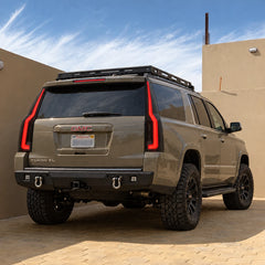 2015-2020 GMC Yukon & Chevrolet Tahoe LED Tail Lights Assembly — daylight rear three-quarter vehicle view — T-YUK15-SR