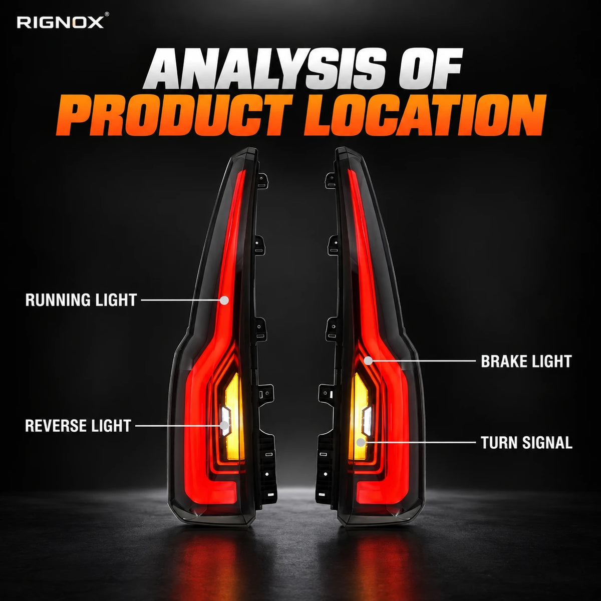 2015-2020 GMC Yukon & Chevrolet Tahoe LED Tail Lights Assembly — lighting function location identification — T-YUK15-SR