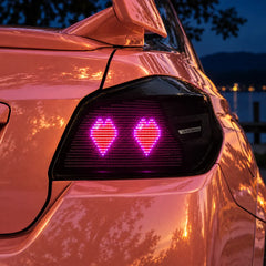 2015-2021 Subaru WRX / STI VA Sequential LED Tail Lights Assembly — Pair — pink heart pattern close-up — T-WRX15-D
