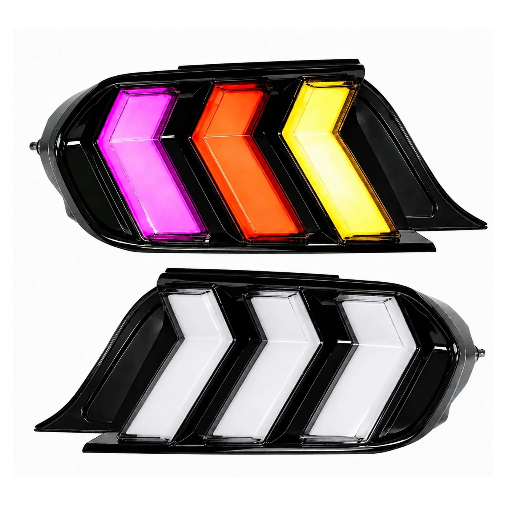 2015-2023 Ford Mustang S550 Euro Tri-Bar Sequential LED Tail Lights — main product view — T-MUS15-CRGB