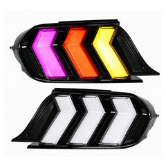 2015-2023 Ford Mustang S550 Euro Tri-Bar Sequential LED Tail Lights — main product view — T-MUS15-CRGB