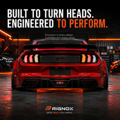 2015-2023 Ford Mustang S550 Euro Tri-Bar Sequential LED Tail Lights — night parking — T-MUS15-CRGB